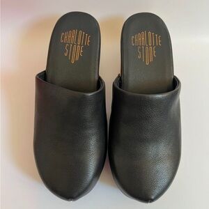 NEW Charlotte Stone Martino Black Leather Low Heel Clog Size US 4